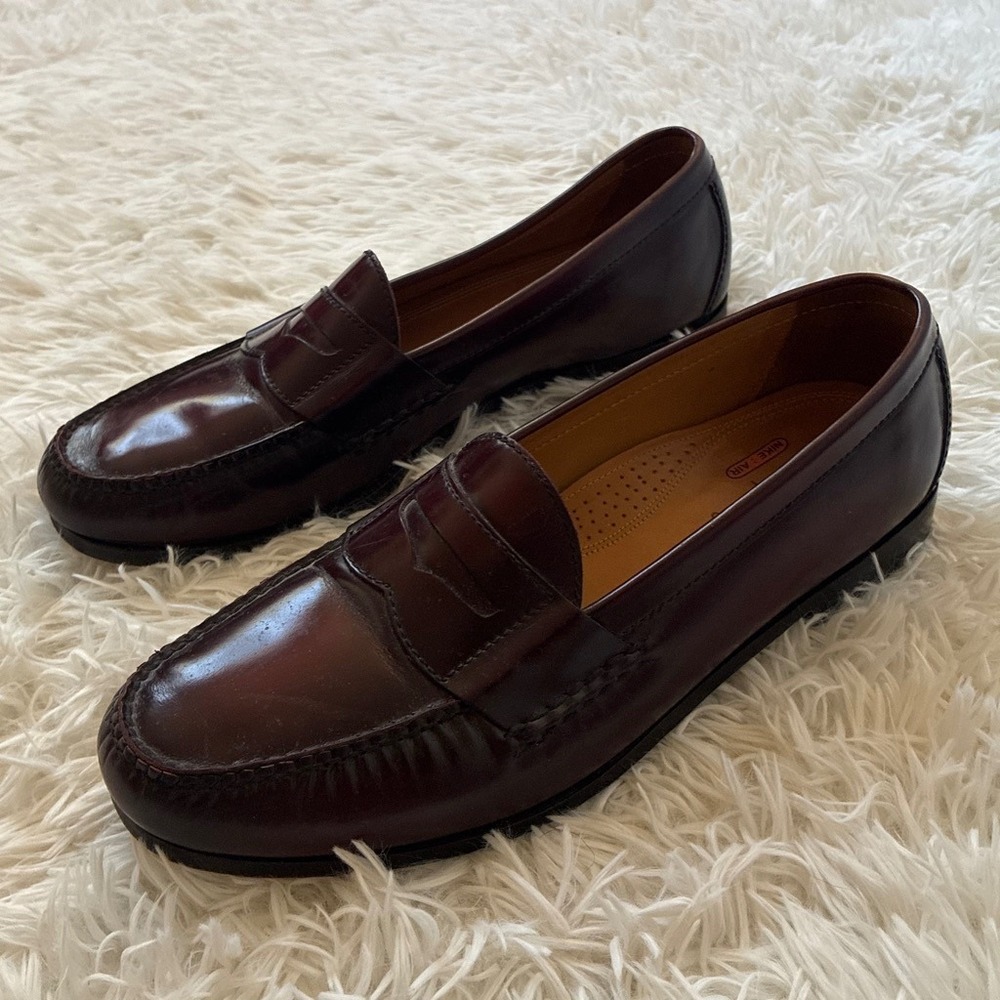 Cole Haan Mens Nike Air Pinch Penny Loafers Burgundy Leather Size 12 M